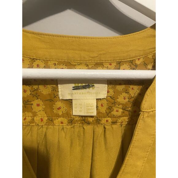 Anthropologie Maeve Marlie Dress Womens 6 Button Front Long‎ sleeve Yellow Gold - Picture 9 of 9